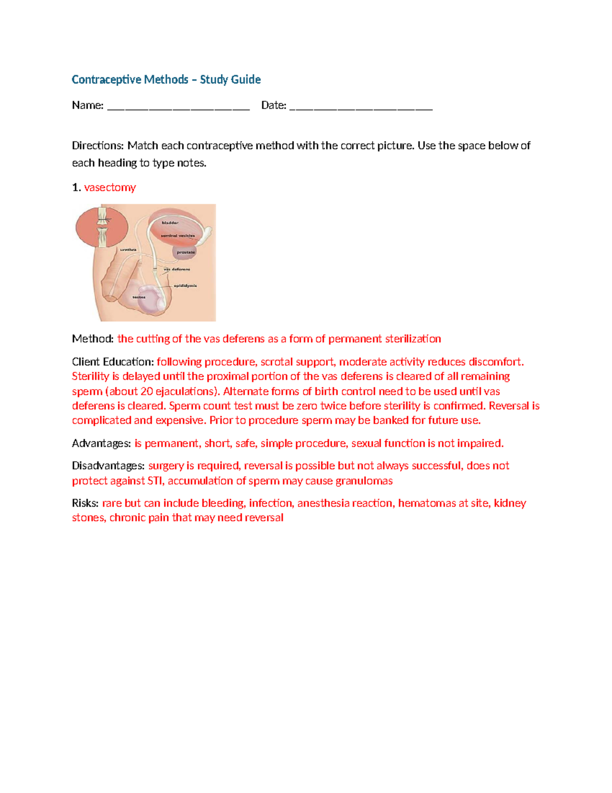 Contraceptive Methods Study Guide (NUR 101) - Studocu