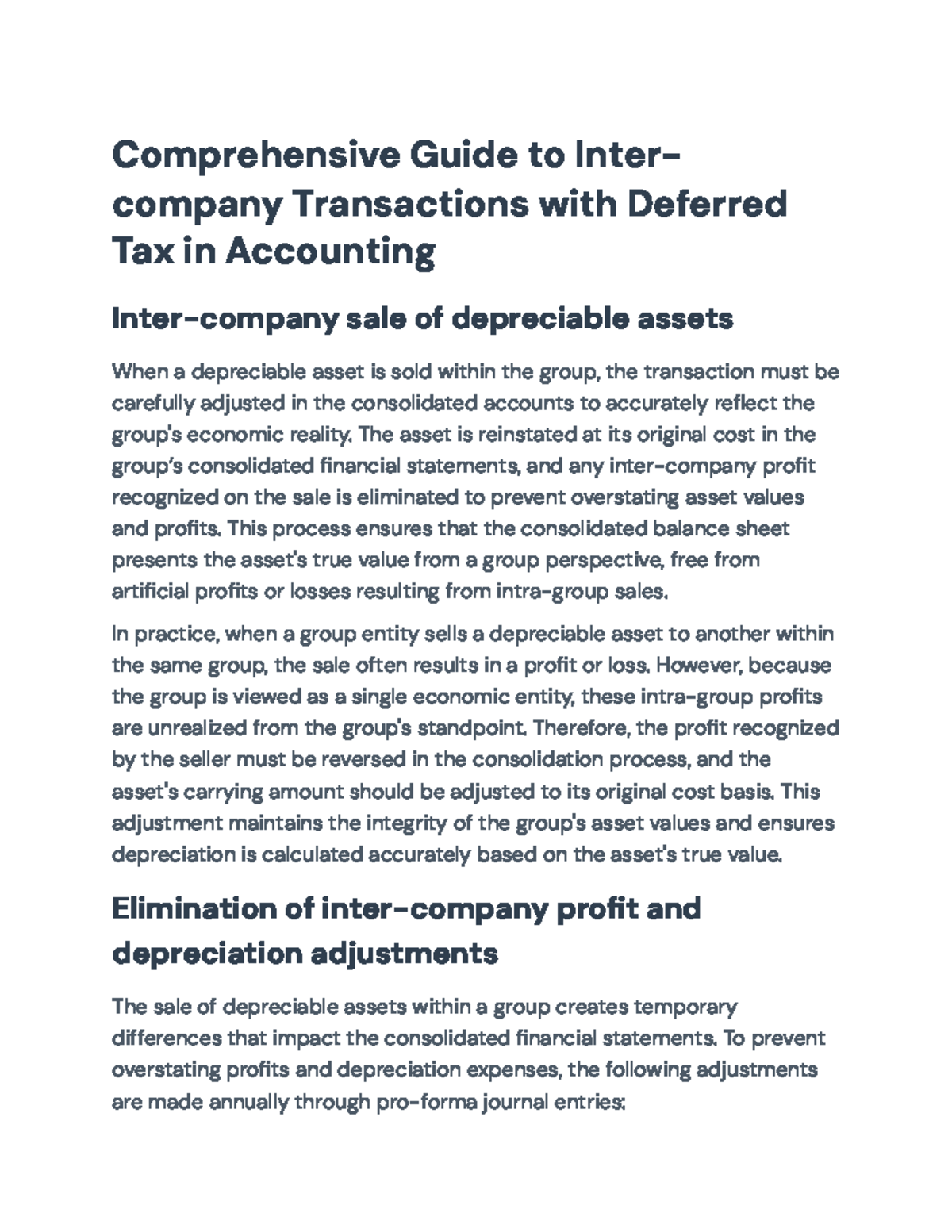 Comprehensive Guide to Intercompany Transactions & Deferred Tax ...