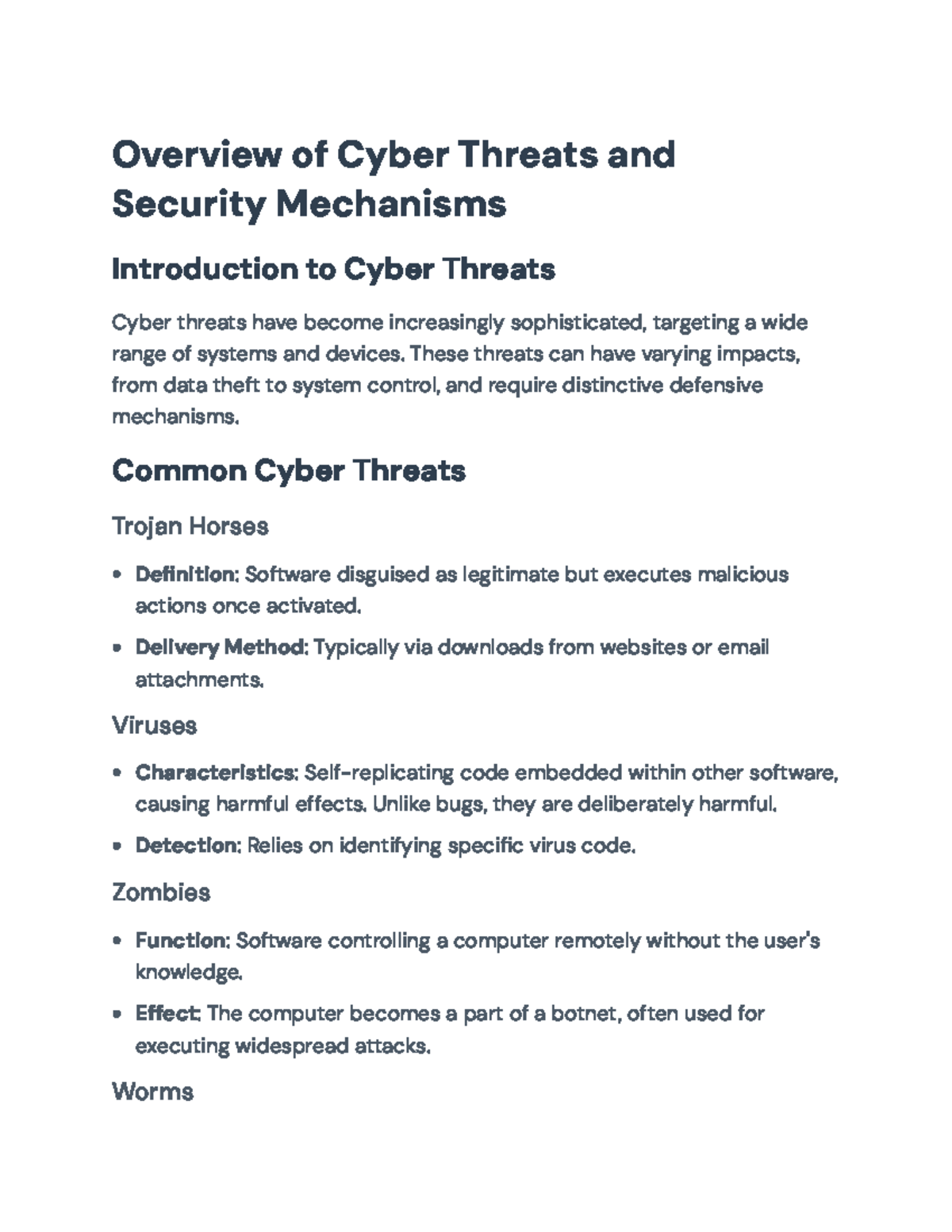 Cyber Threats & Security Mechanisms Overview (CS101) - Studocu