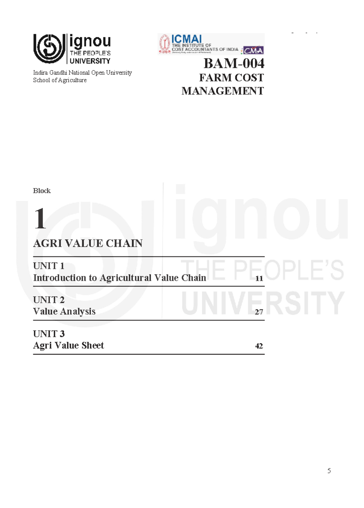 AGRI 101: Introduction to Agricultural Value Chain - Block 1 Overview ...