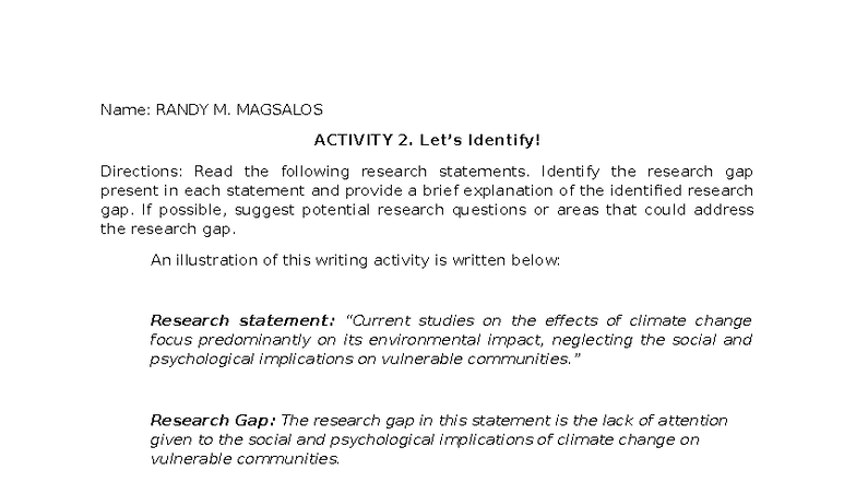 Activity 2: Identifying Research Gaps in Climate Change & Mental Health ...