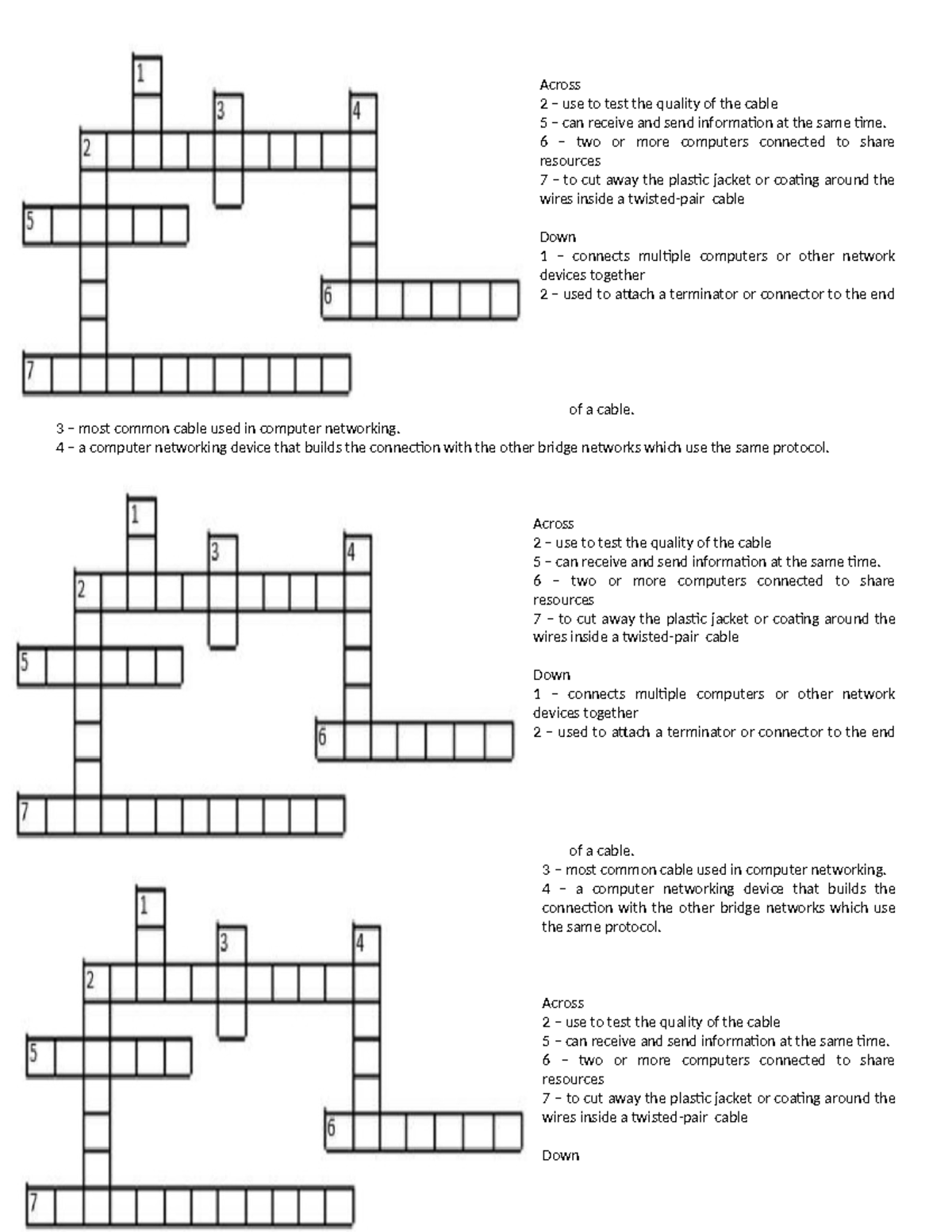 ICT Puzzle Activity: Understanding Networking Tools and Concepts - Studocu