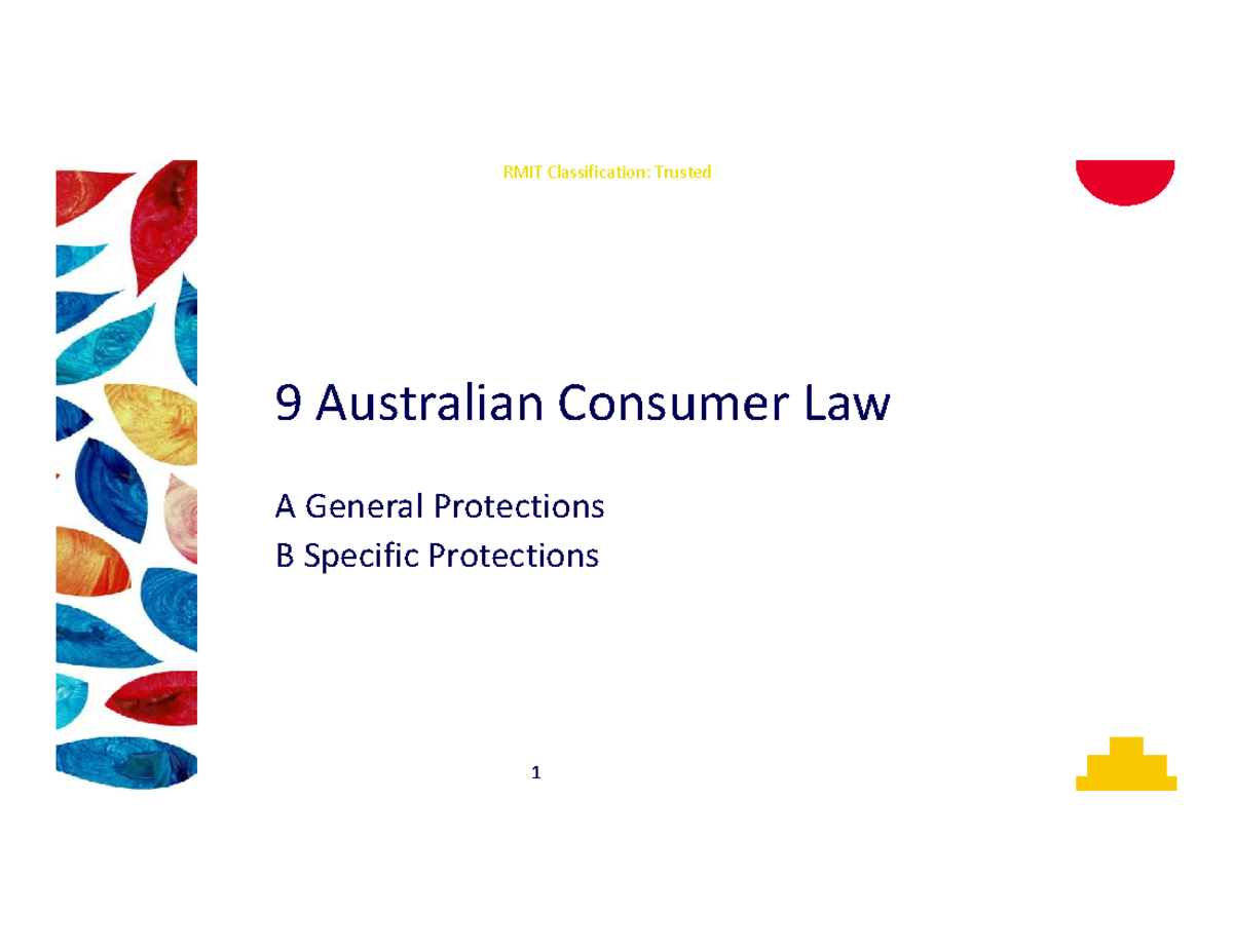 Dealing with Consumers (ACL)(for students)(pdf) - 9 Australian Consumer ...