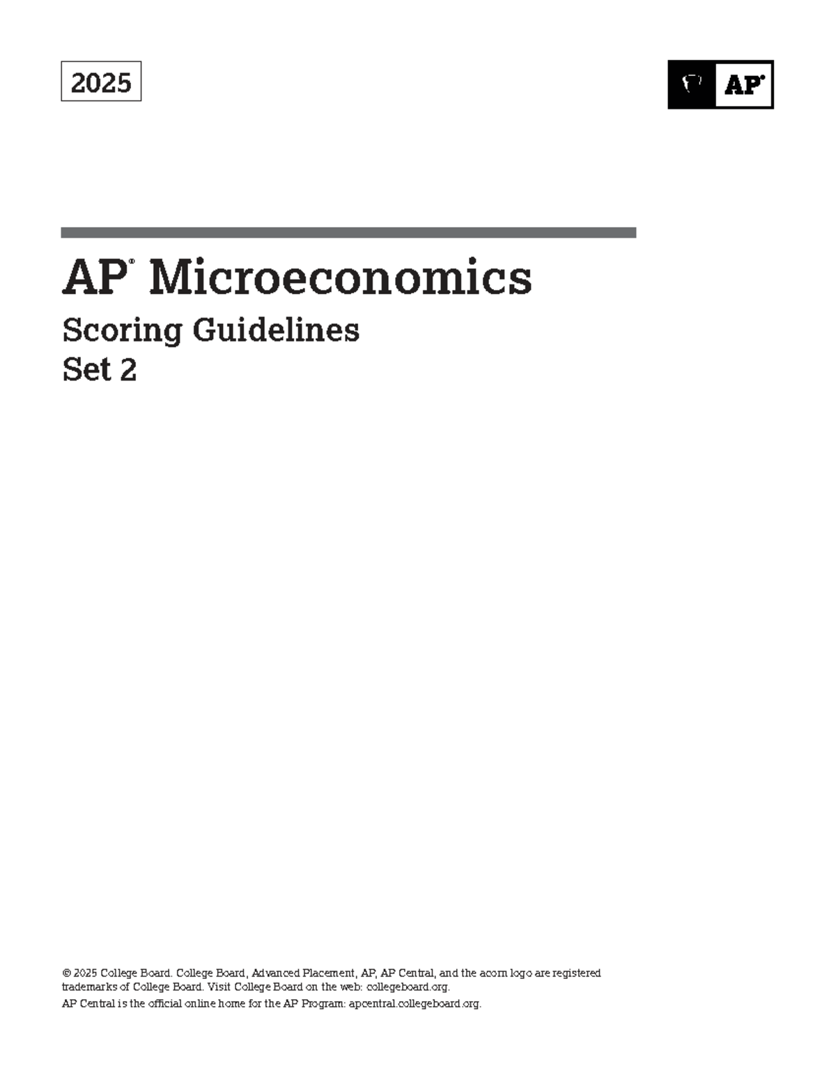 AP Microeconomics 2025 Scoring Guidelines Set 2 - Studocu