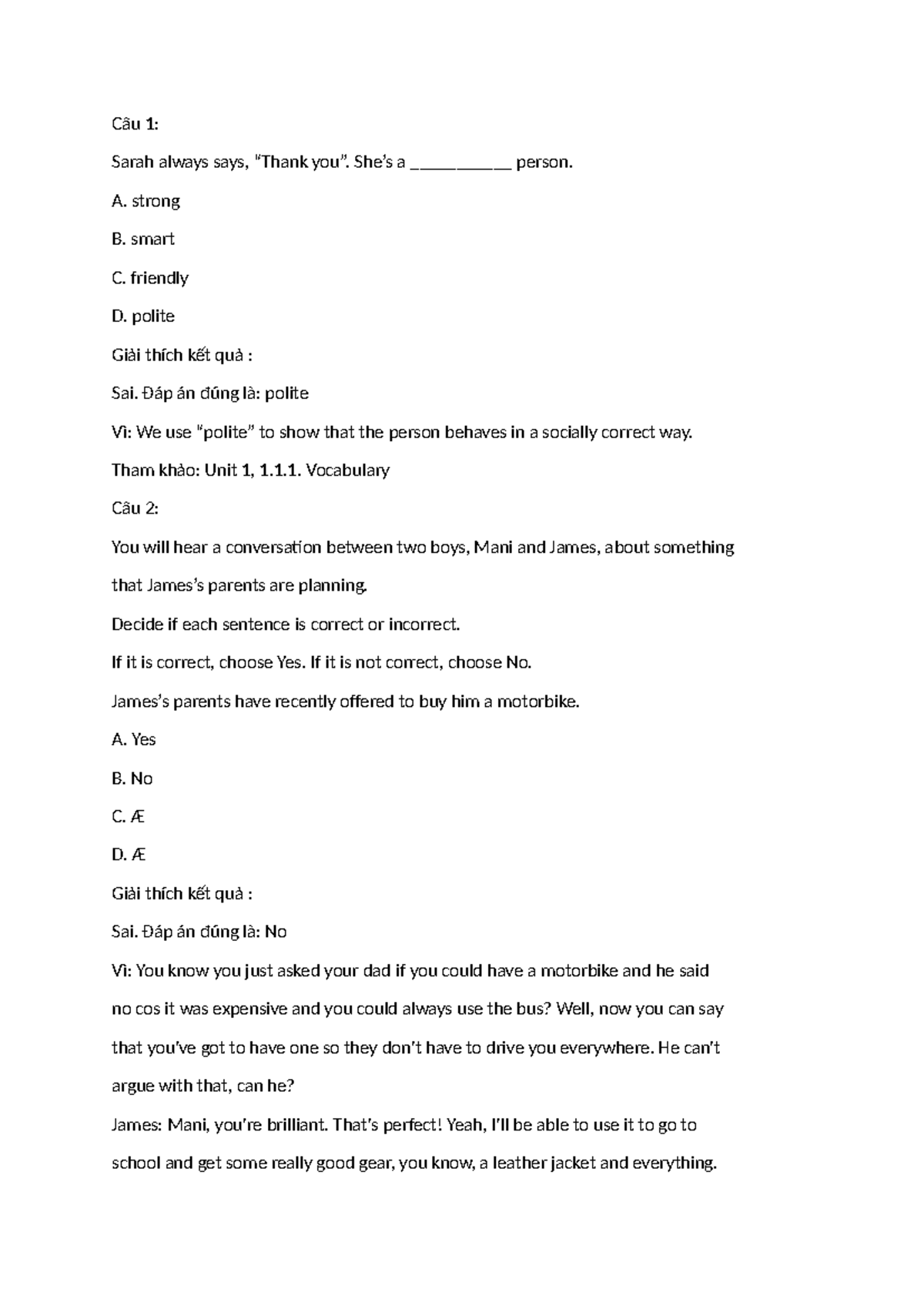 Unit 1 & 2: Listening, Vocabulary, and Grammar Exercises - Studocu