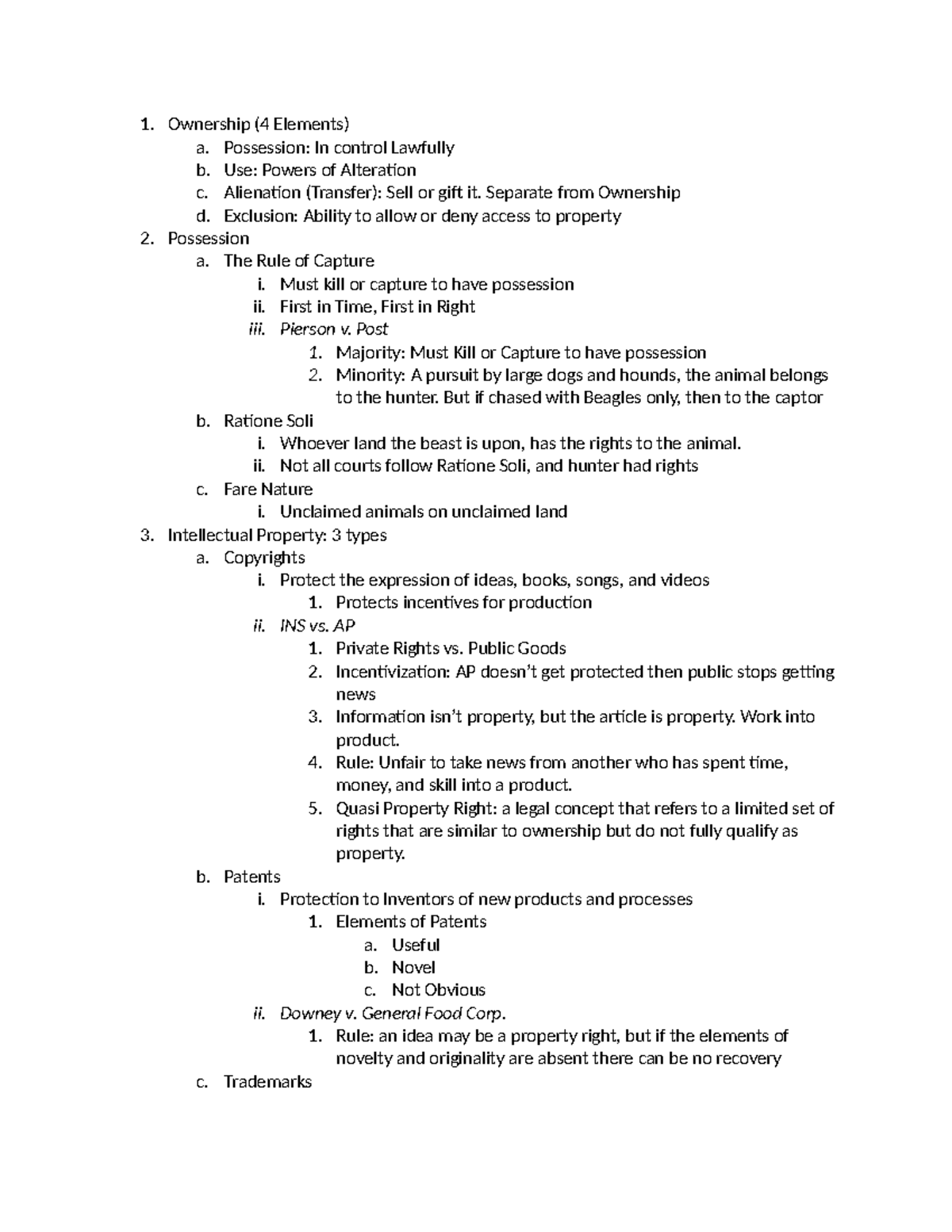 Property law outline: Key concepts and case studies (LAW 101) - Studocu
