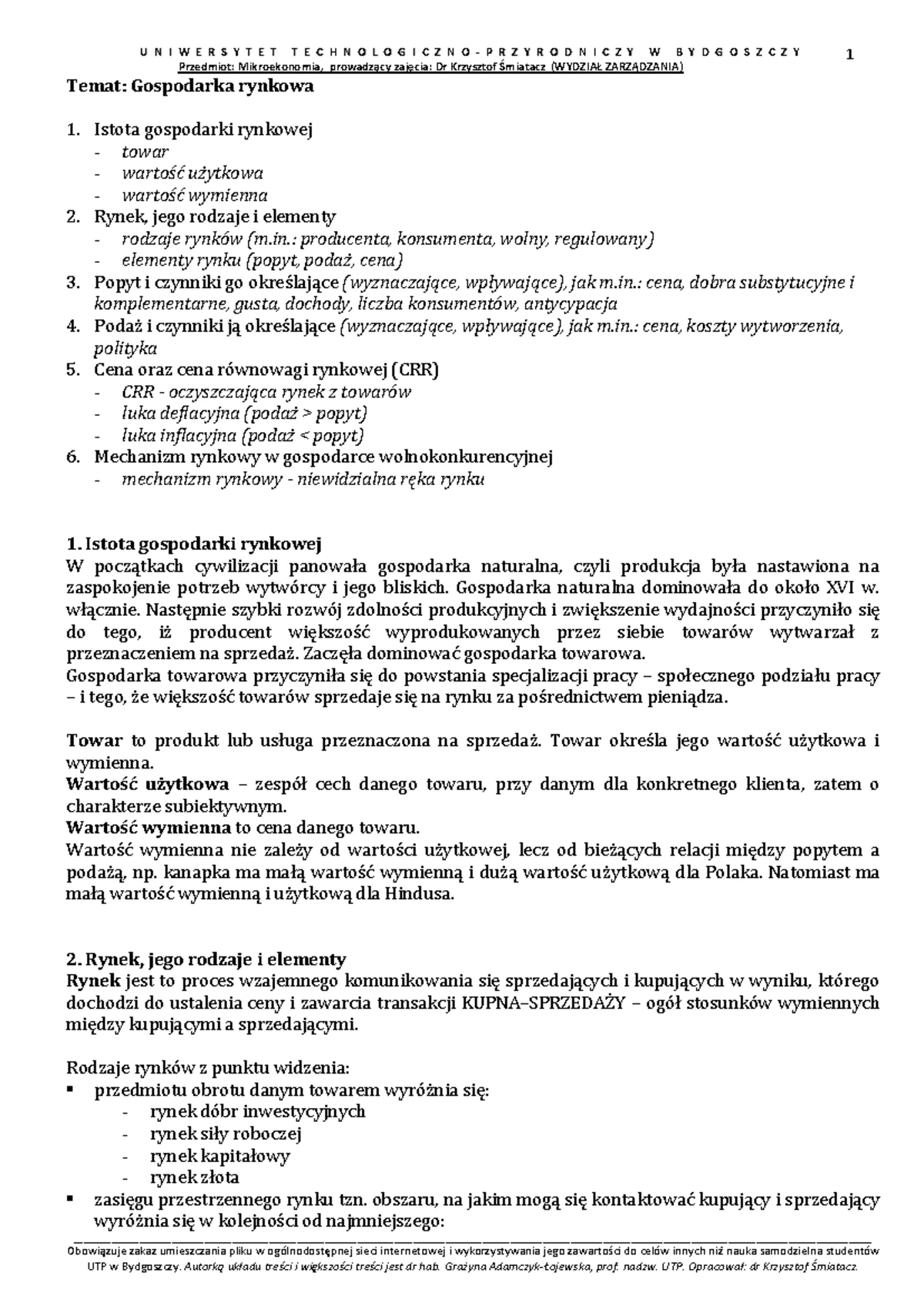 Gospodarka rynkowa sprawdzian - Sprawdzian z działu IV „Gospodarka