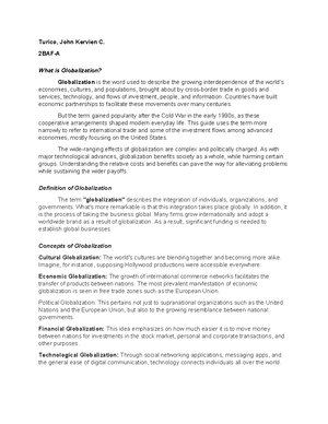 SOC101-Notes - N/A - SOC101 Notes GLOBALIZATION Globalization is a term ...