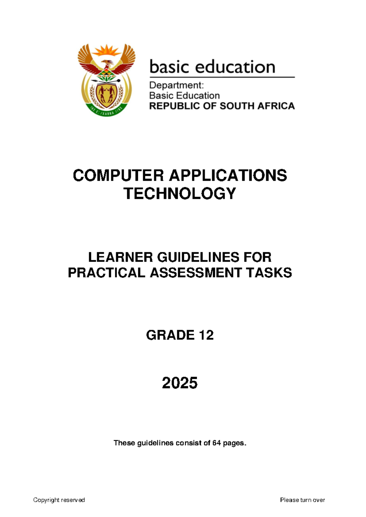 Computer Applications Technology PAT Gr 12 2025 Guidelines for Learners ...