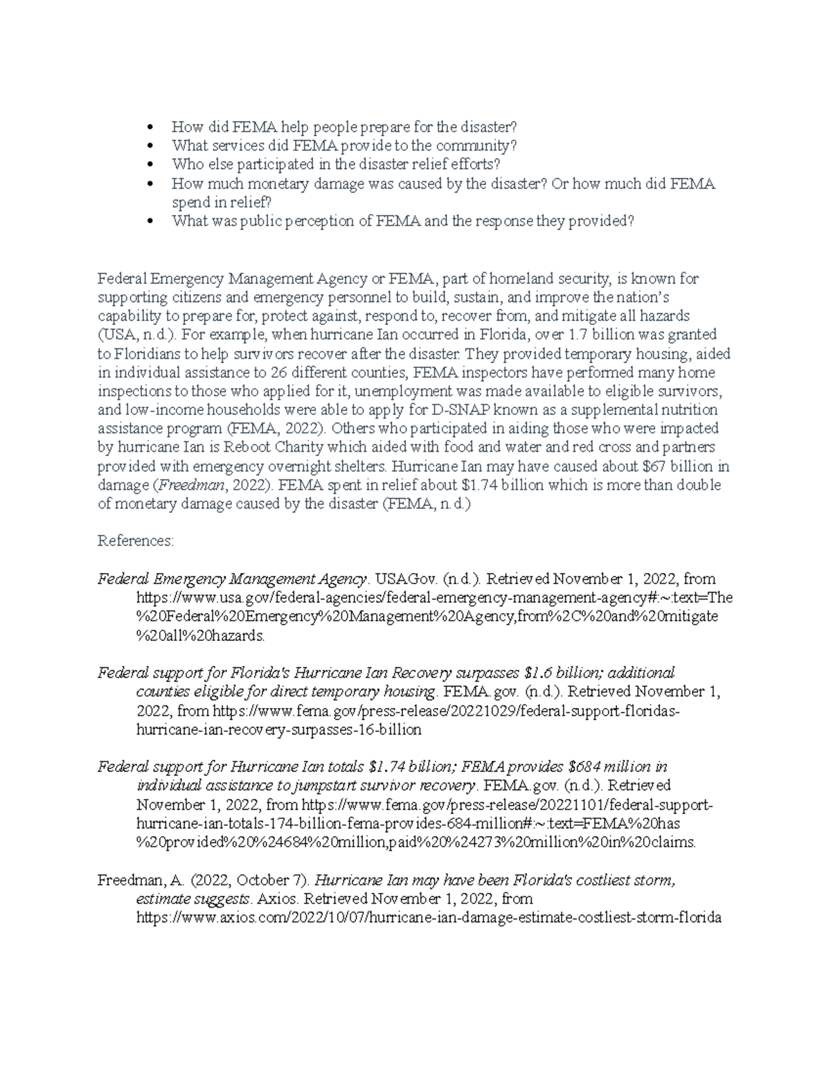 Discussion 1 Disaster Management - How did FEMA help people prepare for ...