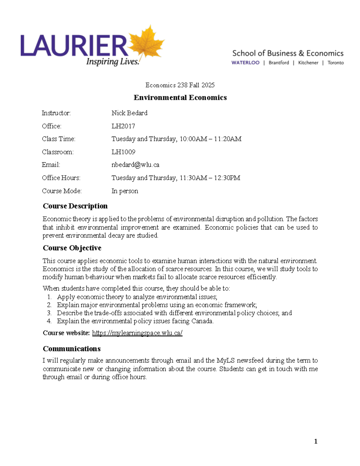 EC238 F25 - Syllabus for Environmental Economics Course - Studocu