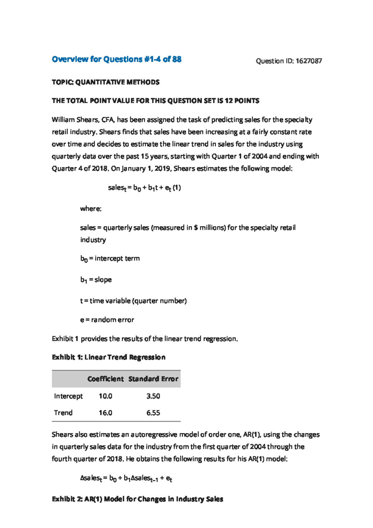 Mock Exam 1 - Schweser CFA Level 2 Overview and Questions - Studocu
