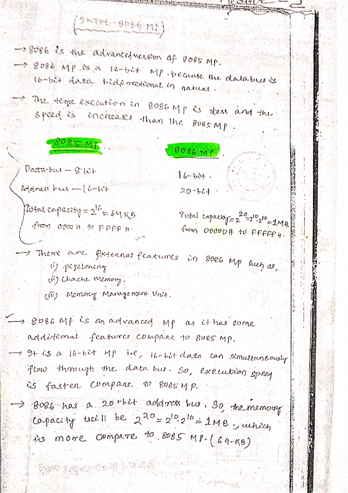 8085 & 8086 Microprocessor Basics - Detailed Study Notes - Studocu