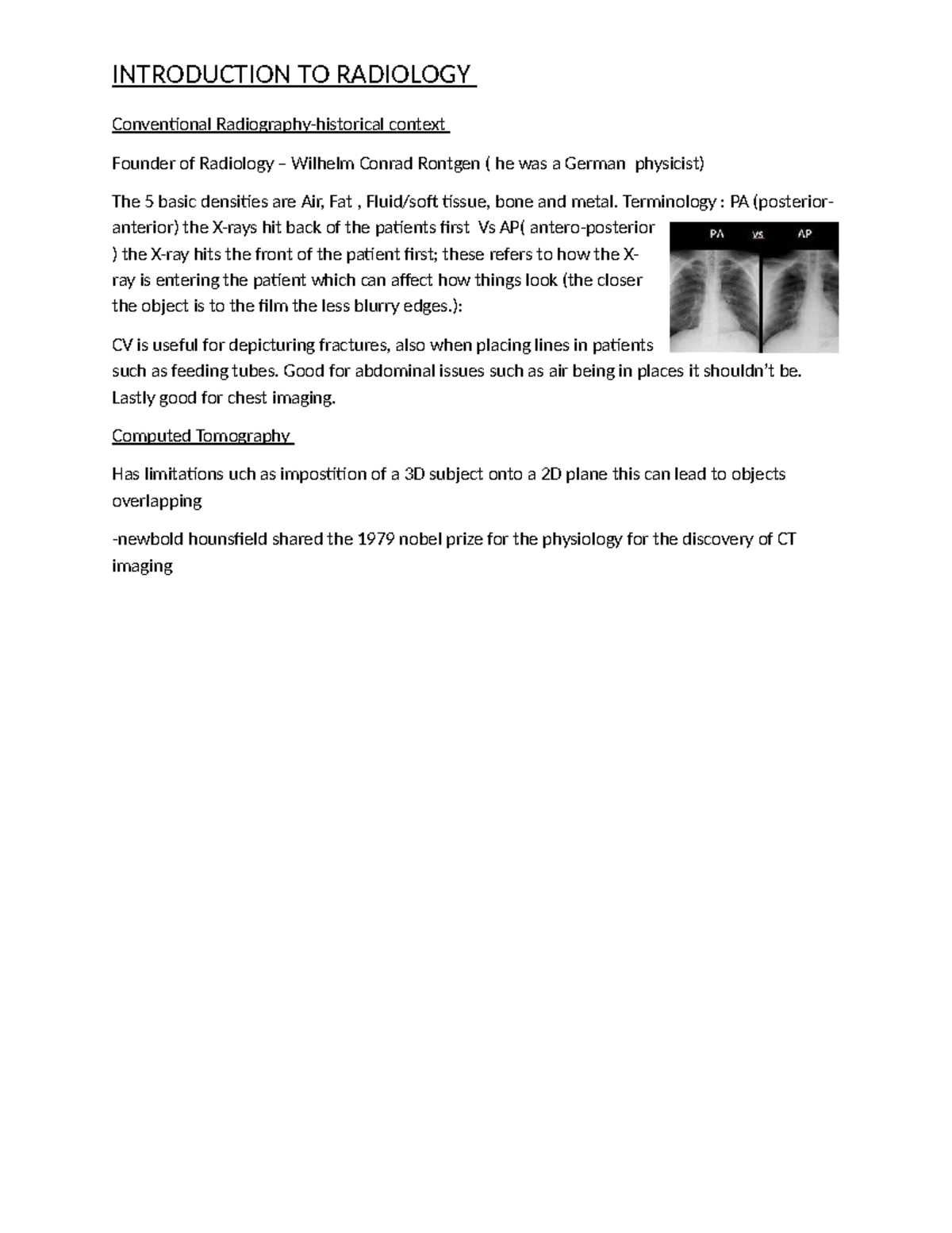 Radiology Introduction: Key Concepts & Densities (15hr Course) - Studocu
