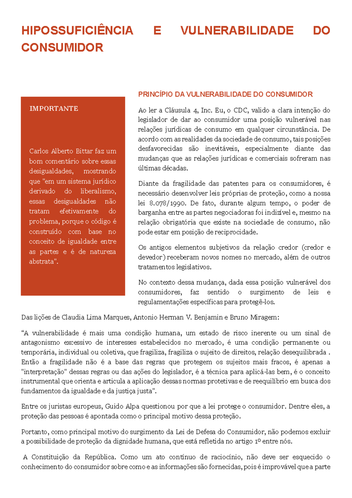 Vulnerabilidade e hipossuficiência do consumidor. - HIPOSSUFICIÊNCIA E ...