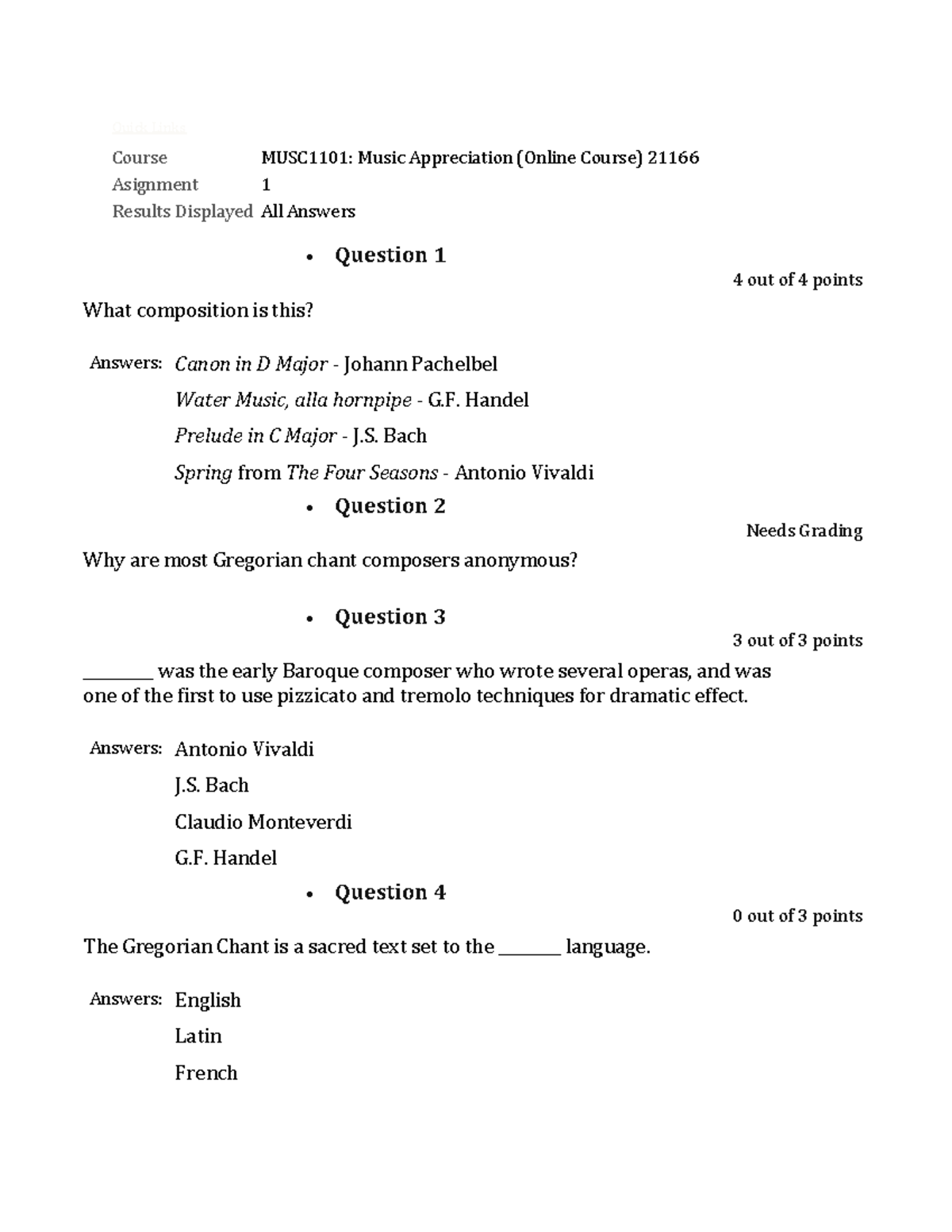 MUSC1101 Assignment 1: Music Appreciation Questions and Answers - Studocu