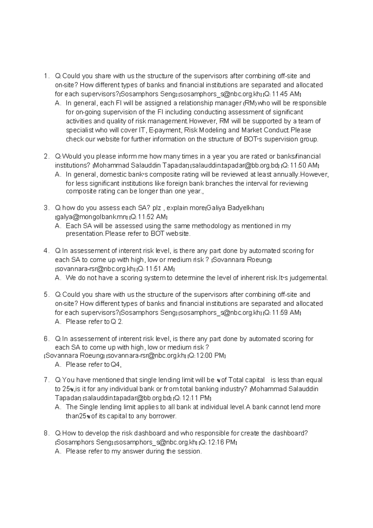 Q&A Log for Supervisory Session 2020-11-17 12:30 PM - Studocu