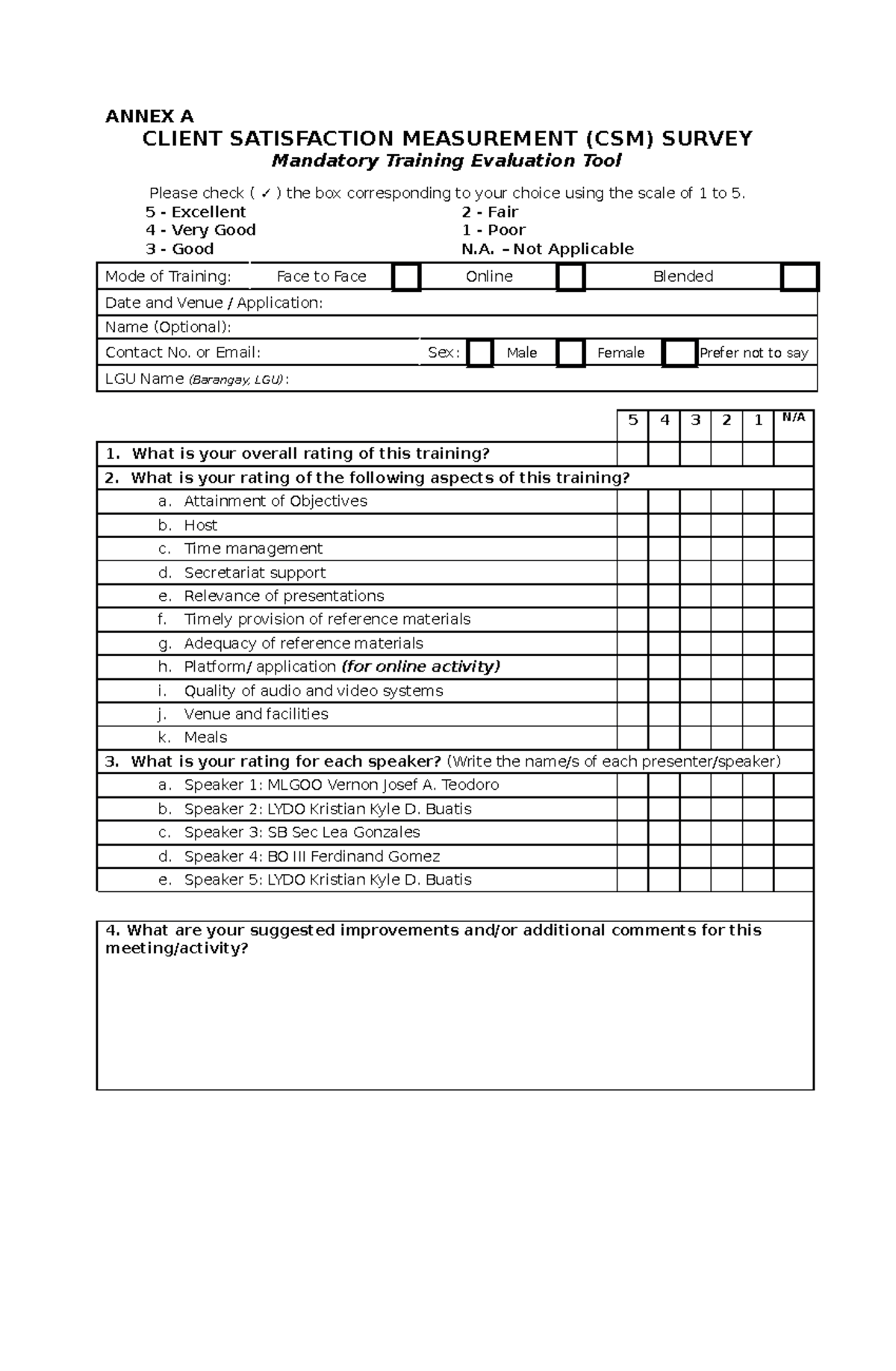 CSM MT Evaluation Tool - Client Satisfaction Measurement Survey - Studocu