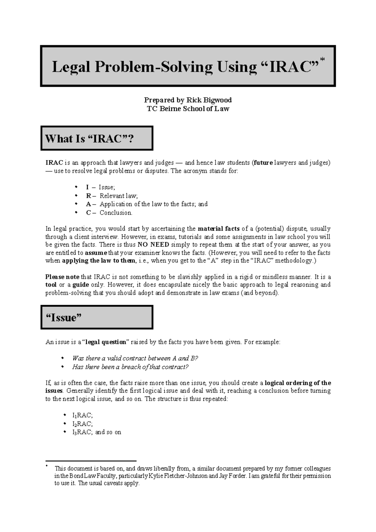 IRAC Technique for Legal Problem-Solving: A Guide for Law Students ...