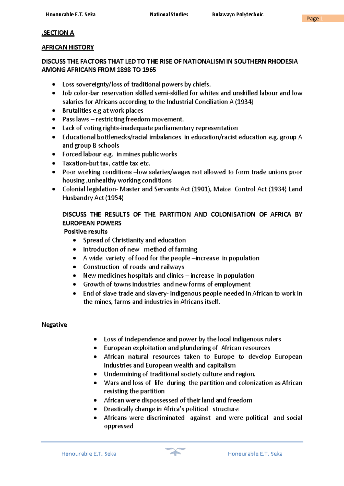 National Studies (NASS) Exam Review: African History and Nationalism ...