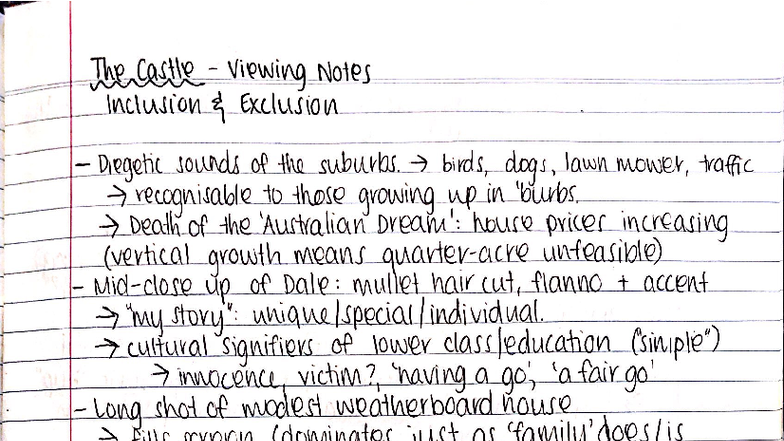 The Castle - Viewing Notes (Course Code: IMM 16) - Studocu