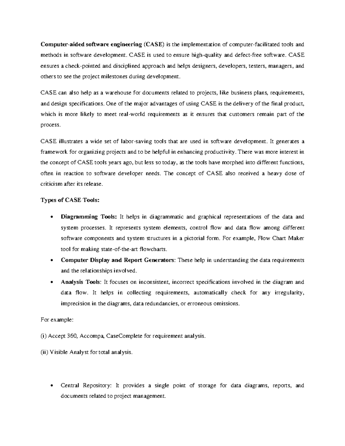 Lecturer 3 CASE Tools Overview and Advantages Notes - Studocu