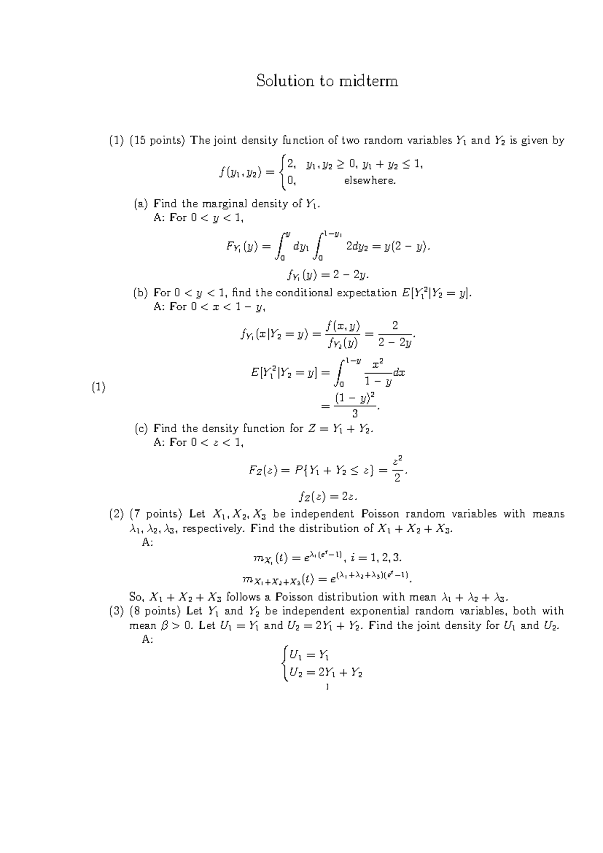Midterm Solutions for STAT 250: Practice Exam Review - Studocu