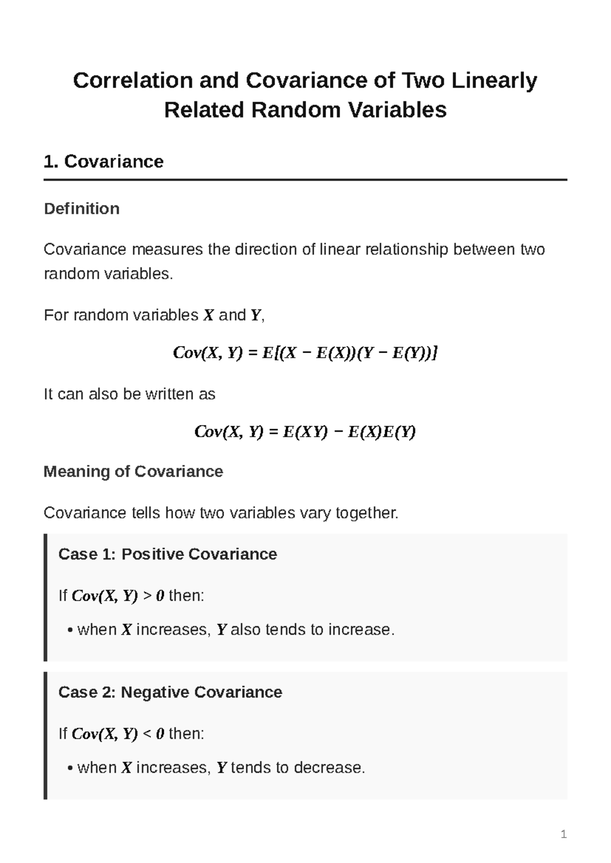Correlation and Covariance Guide for Random Variables (STAT 101) - Studocu
