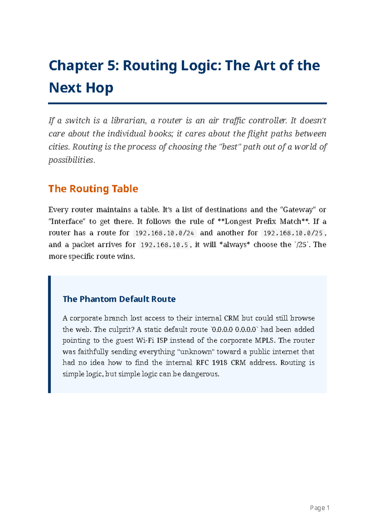 Chapter 5: Routing Logic - Understanding Next Hop Decisions - Studocu
