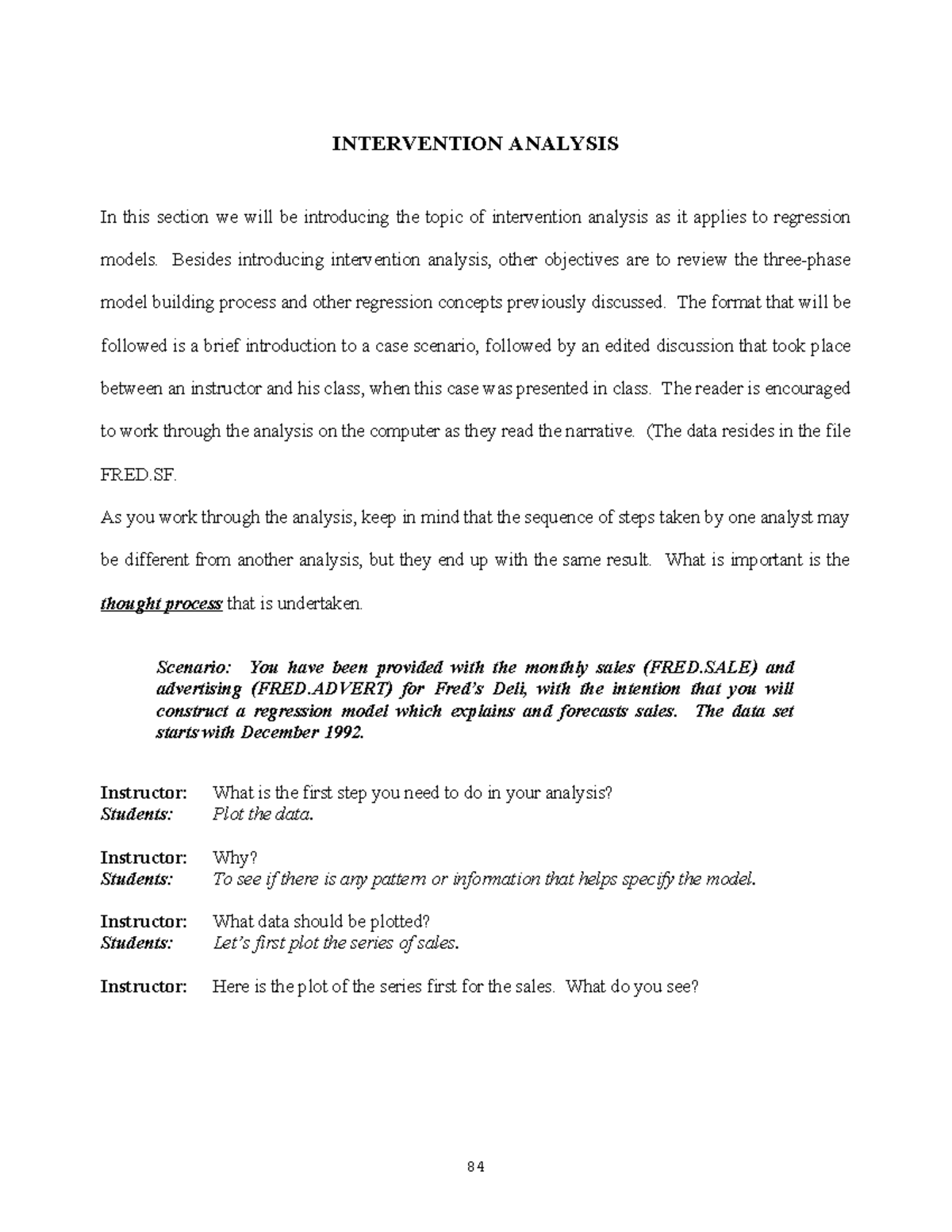 Intervention Analysis in Regression Models: A Case Study (STAT 301 ...