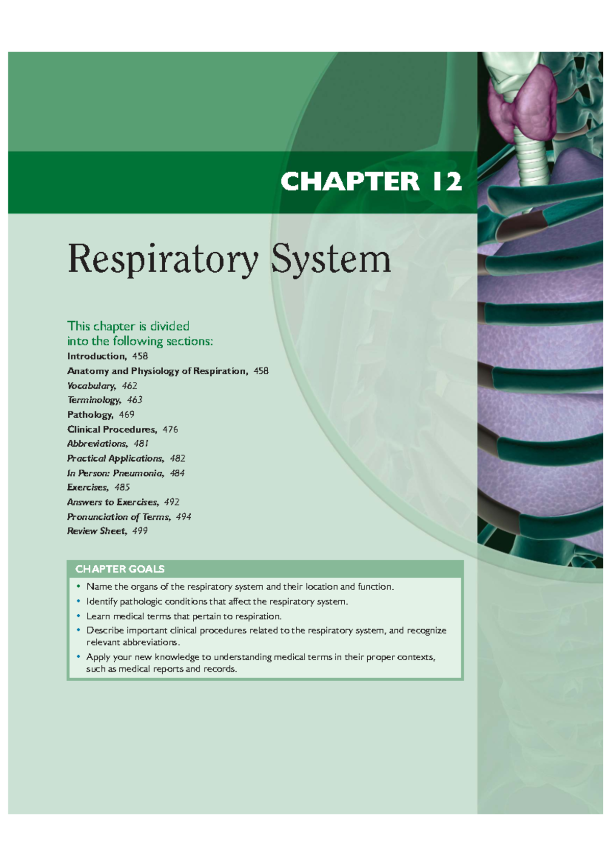 CHAPTER 12: Respiratory System Overview and Key Concepts - Studocu
