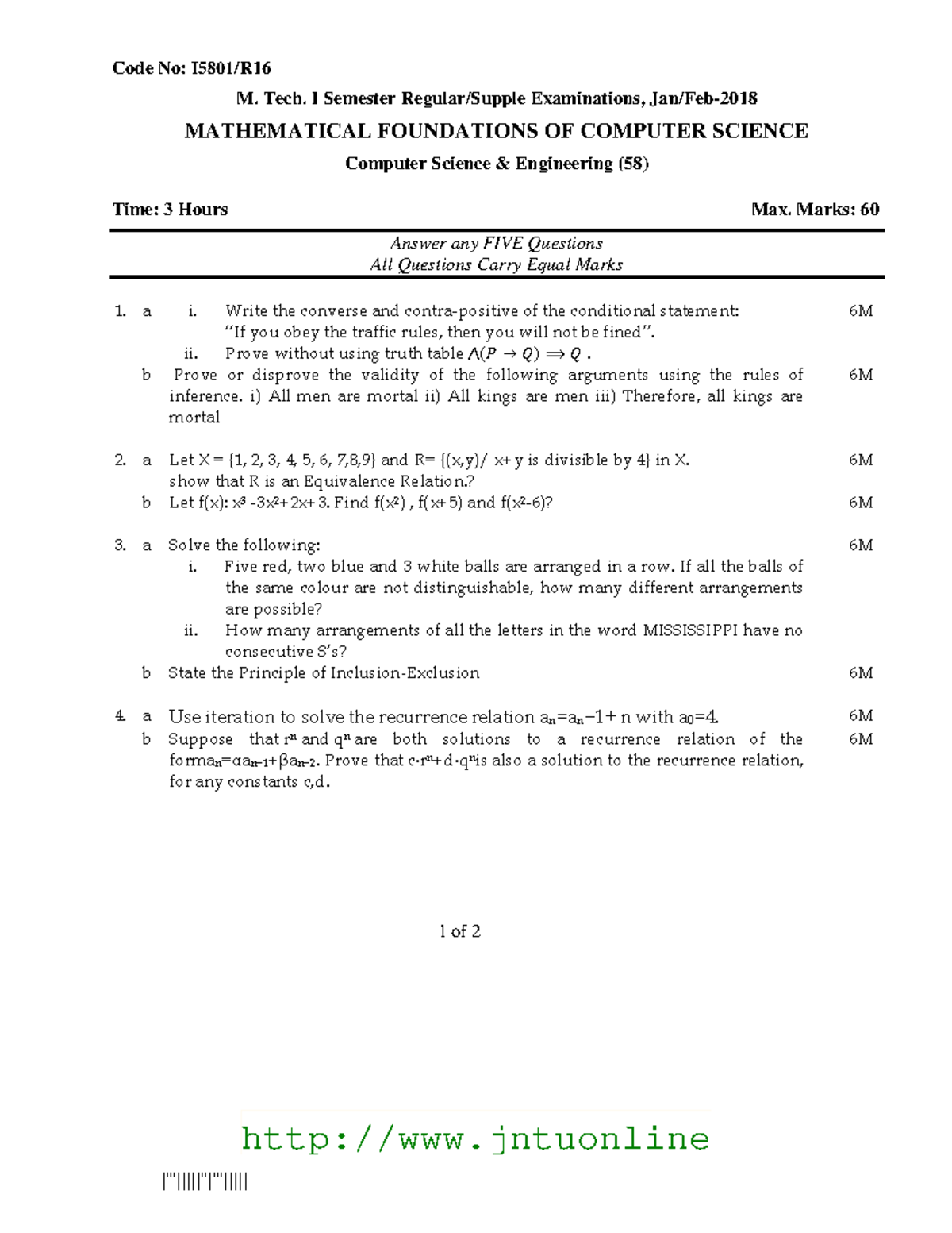 Mtech 1 sem cse mathematical foundations of computer science r16 feb ...