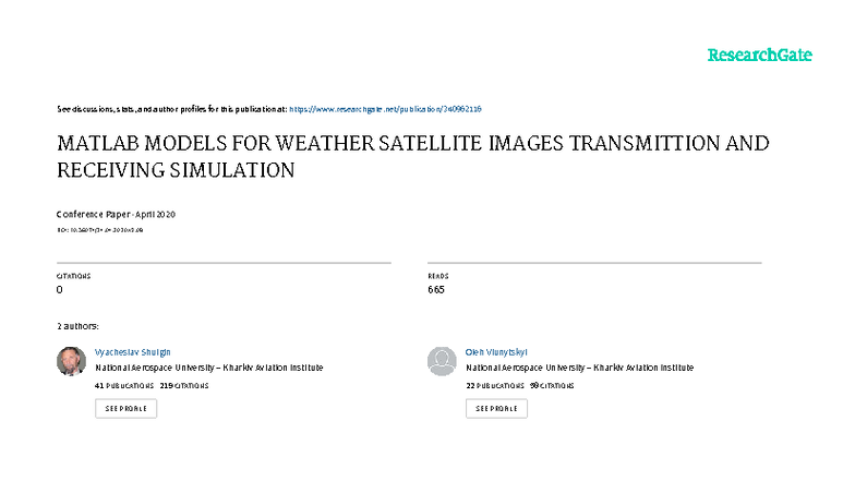 MATLAB Models for Weather Satellite Image Transmission (SH4 - JNTUK ...