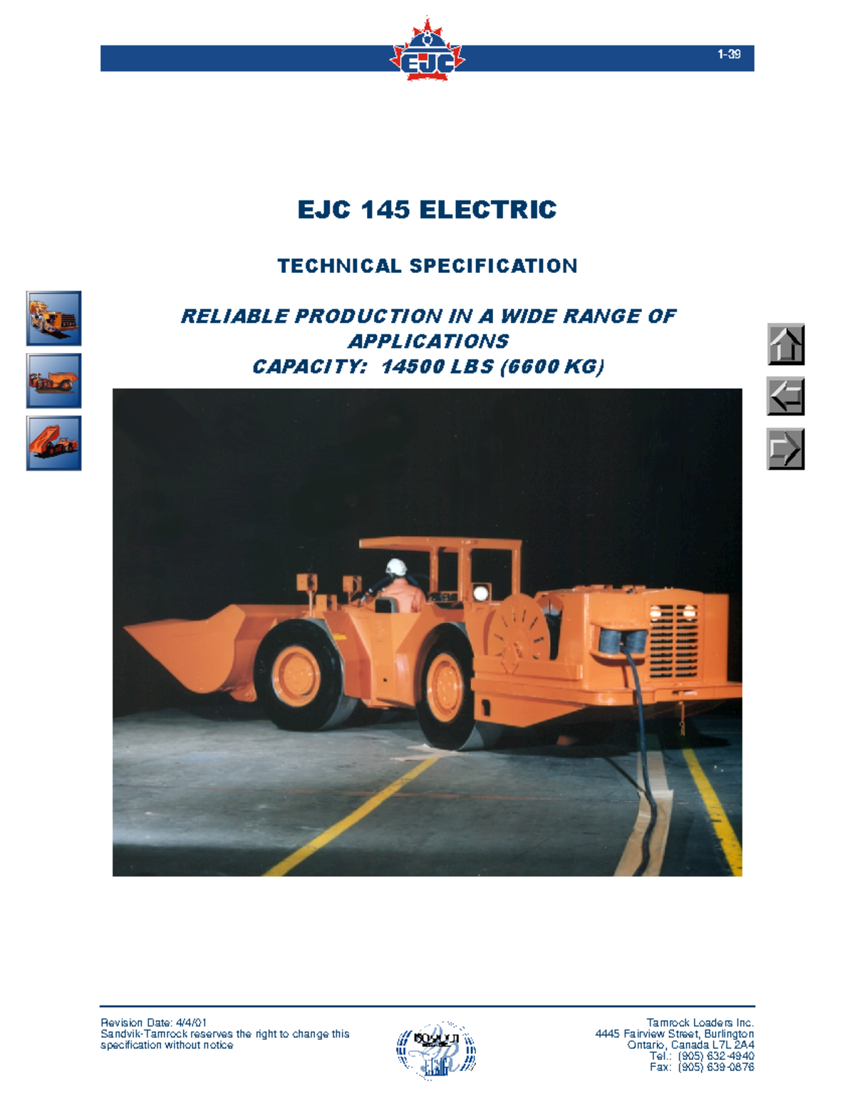 EJC145E - Electric Loader Technical Specification Overview - Studocu