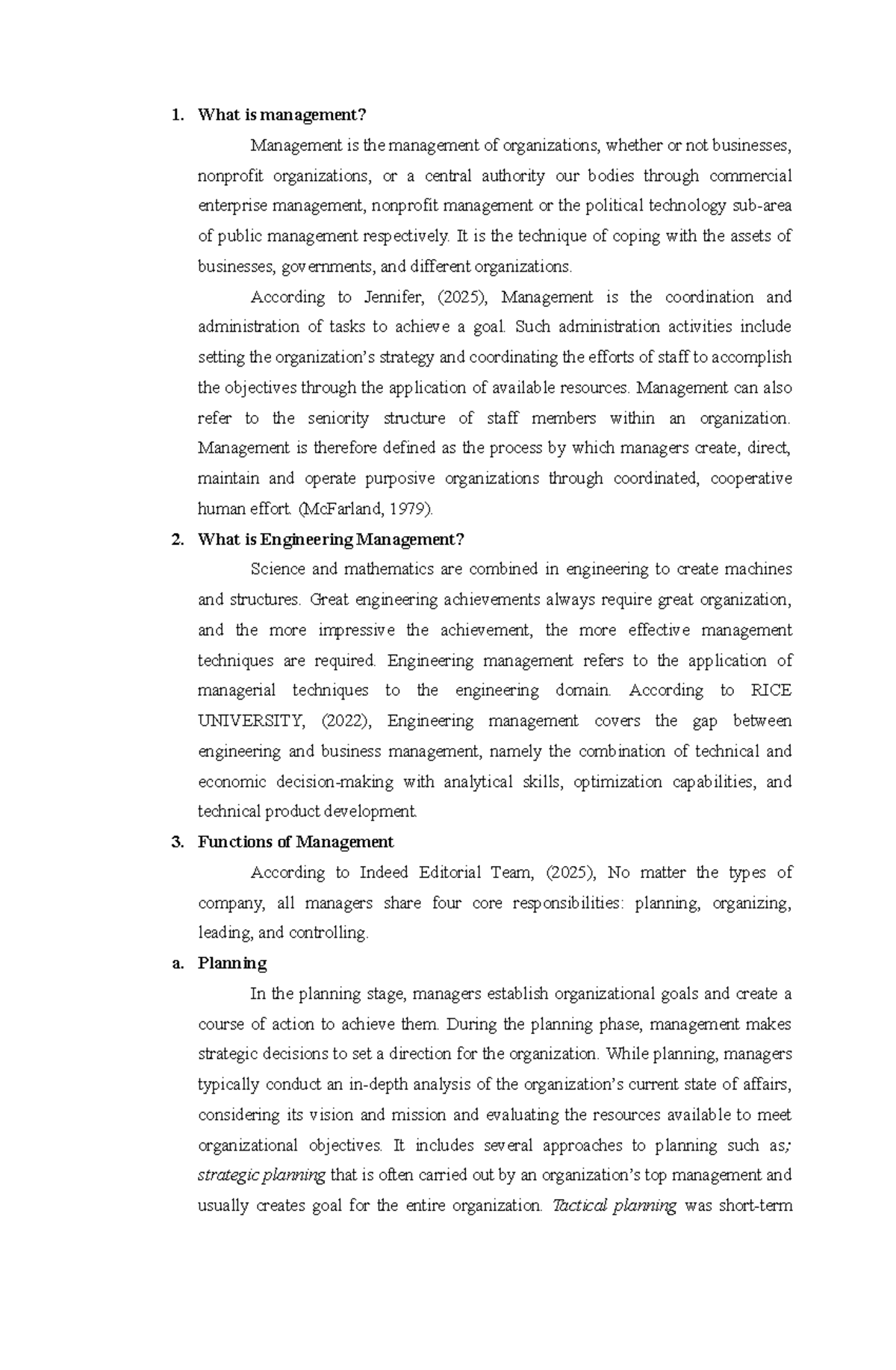 Management Principles and Functions: An Overview (Course Code: MGMT101 ...