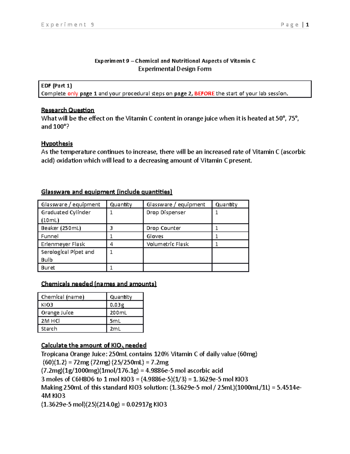 Experiment 9 EDF - EDF - Chem 123 - UBC - Studocu