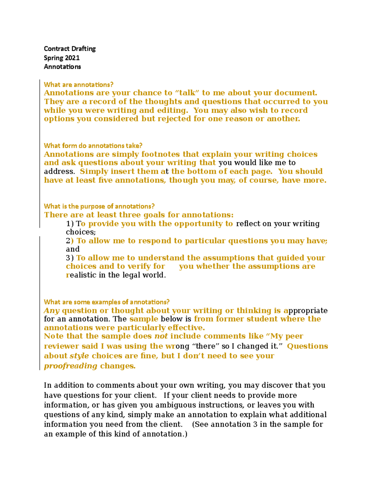 Annotations sample - Drafting Contracts - Contract Drafting Spring 2021 ...