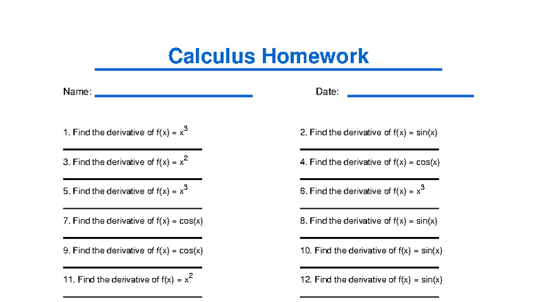 Calculus Homework 3 - Derivatives & Word Problems - Studocu
