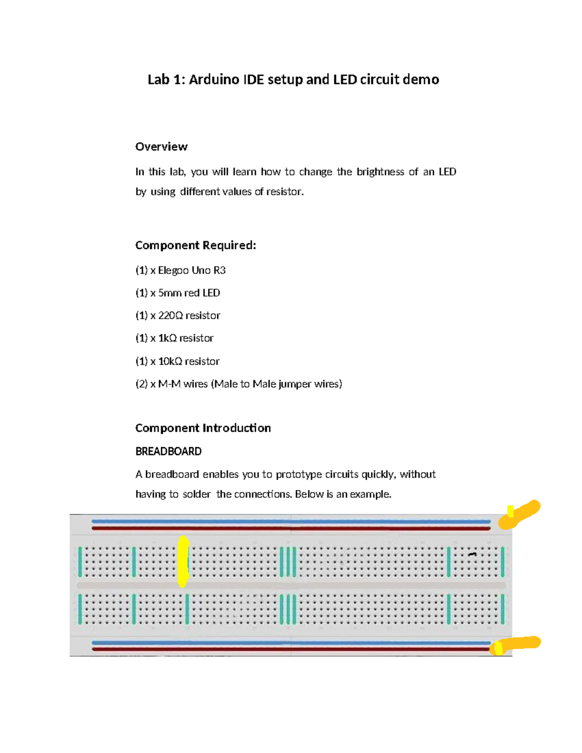 EET 126 - Lab 1: Arduino IDE & LED Circuit Setup Guide - Studocu