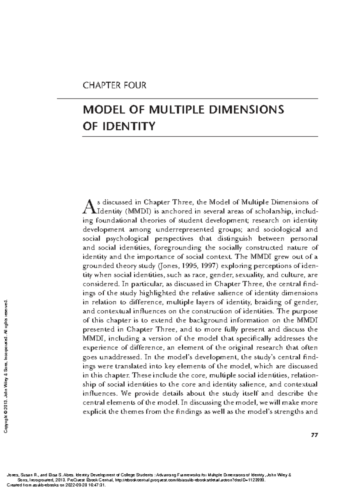 MMDI in College Students: Exploring Multiple Identity Dimensions - Studocu