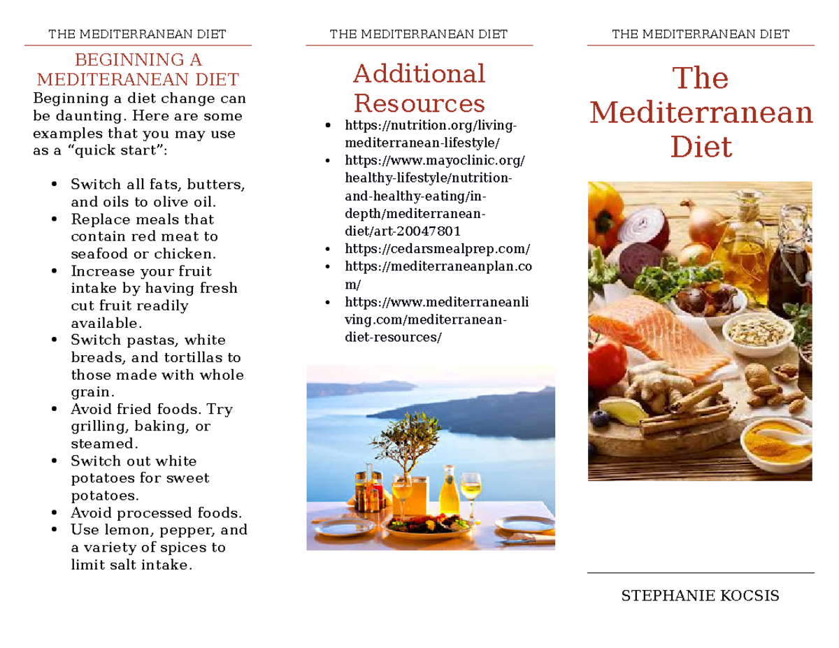 Educational Pamphlet - Mediterranean Diet - THE MEDITERRANEAN DIET BEGINNING A MEDITERANEAN DIET ...