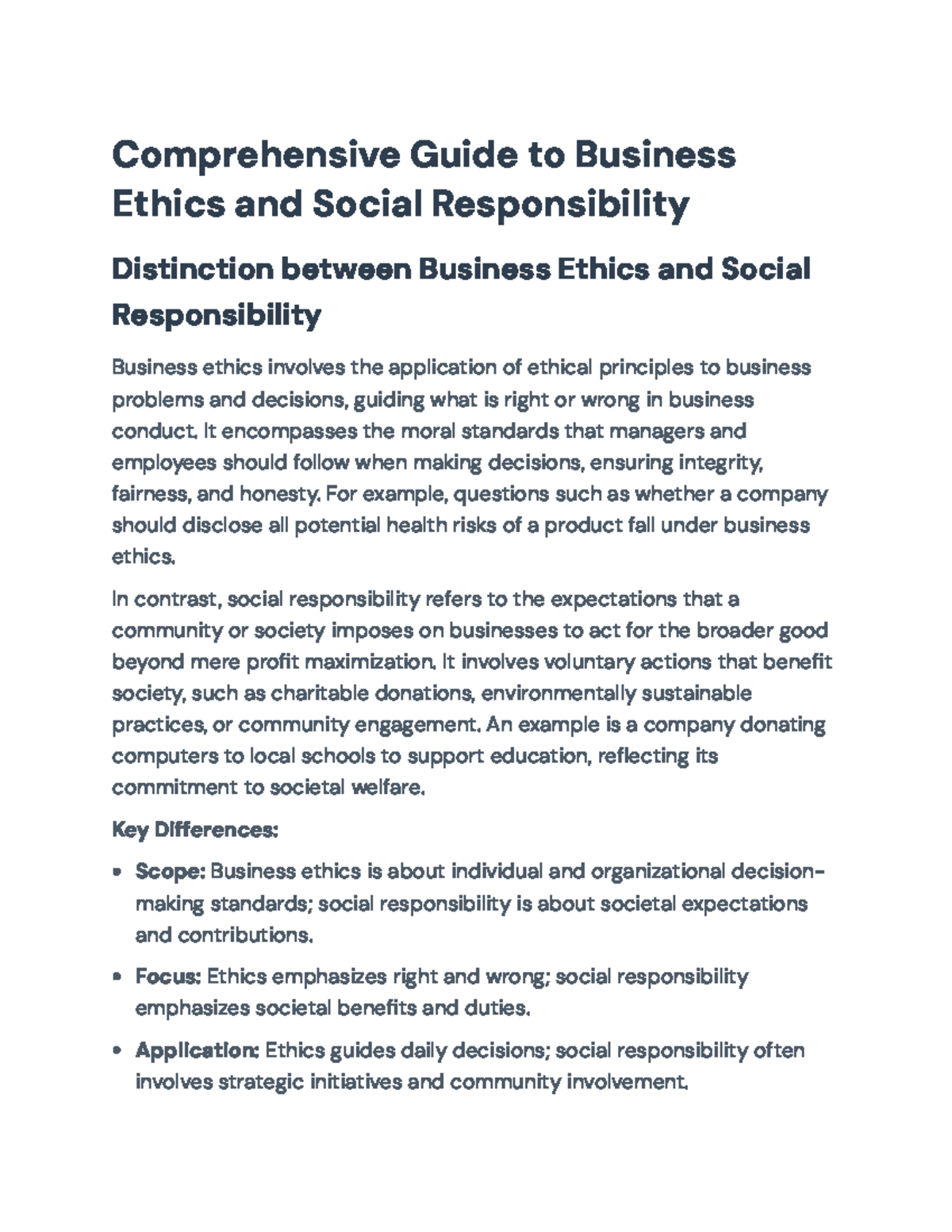 Comprehensive Guide to Business Ethics & Social Responsibility - Studocu