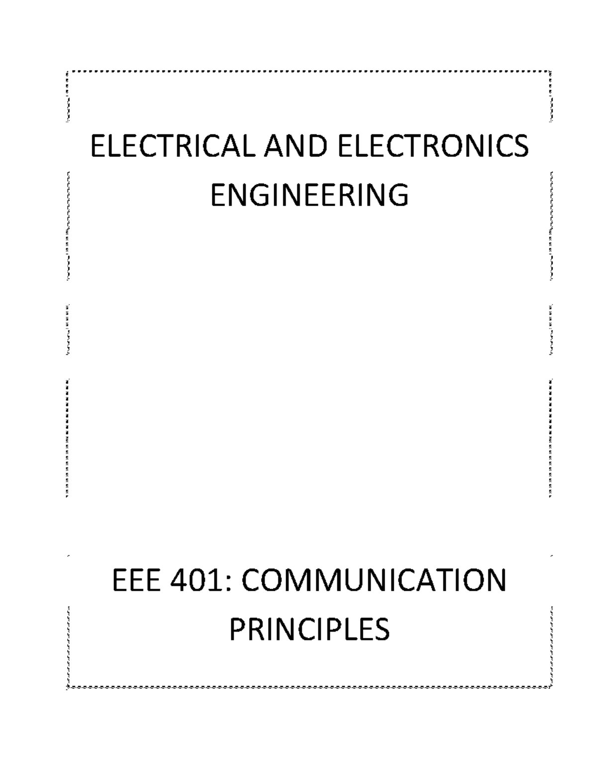 E.E.E 403: Communication Principles - Overview of Communication Systems ...