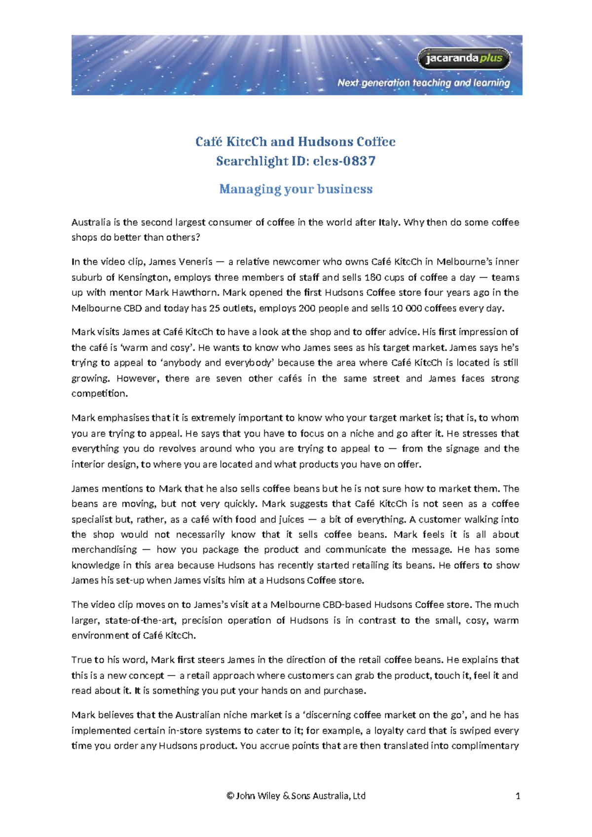 Café KitcCh & Hudsons Coffee Case Study: Business Management Insights ...