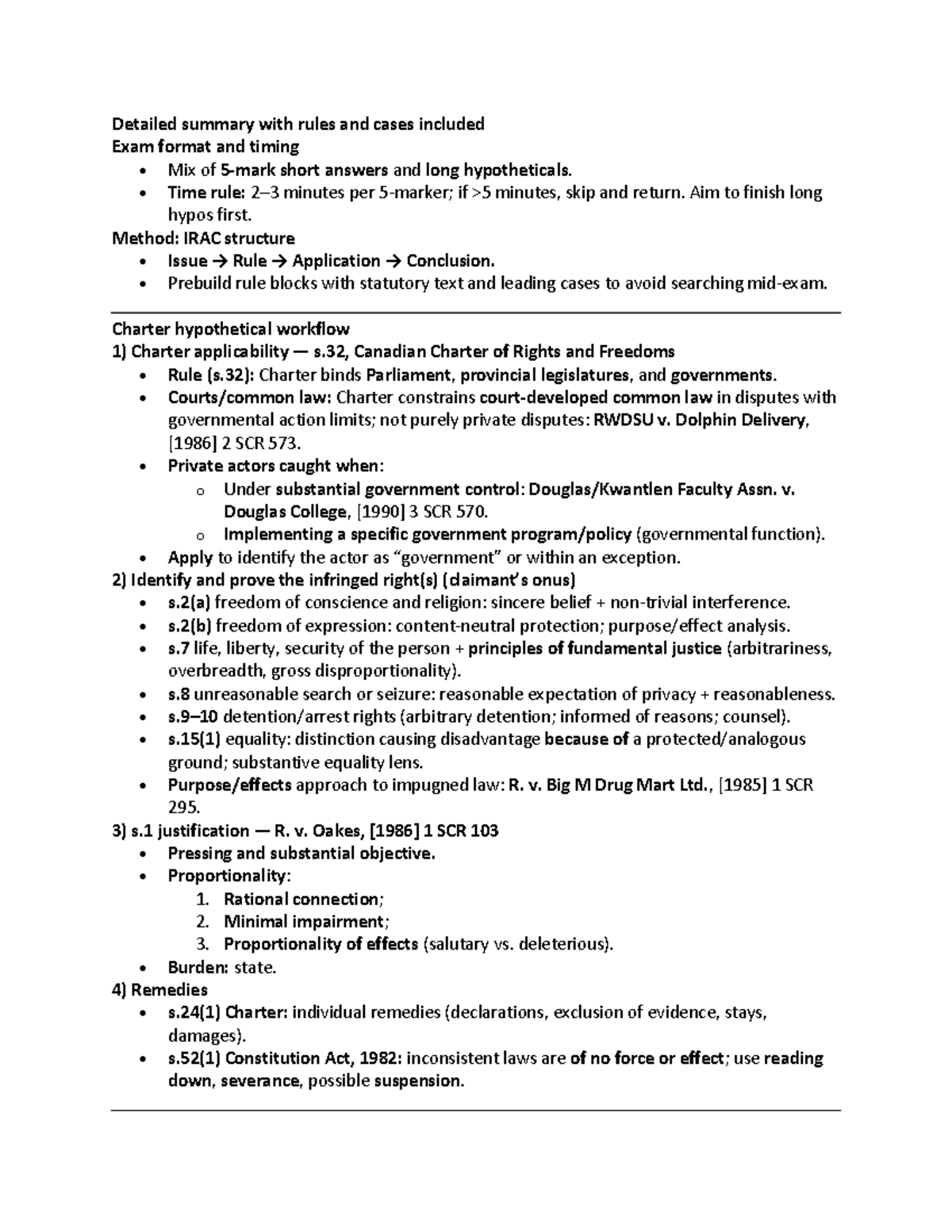 General Exam Approach - Summary for Law 101: Charter & Powers - Studocu