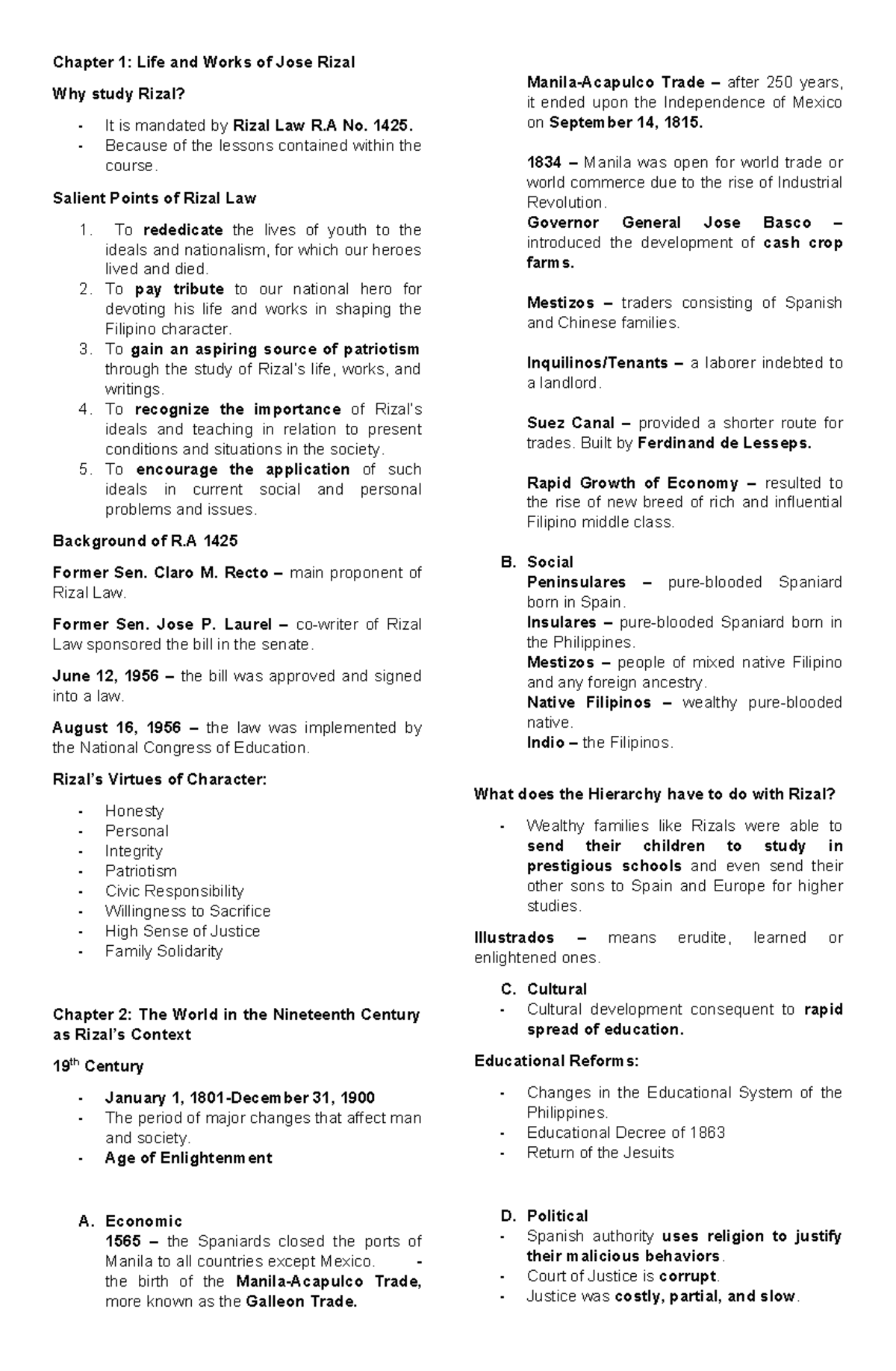 Rizal's Life and Works: A Study Guide for RIZAL 101 - Studocu