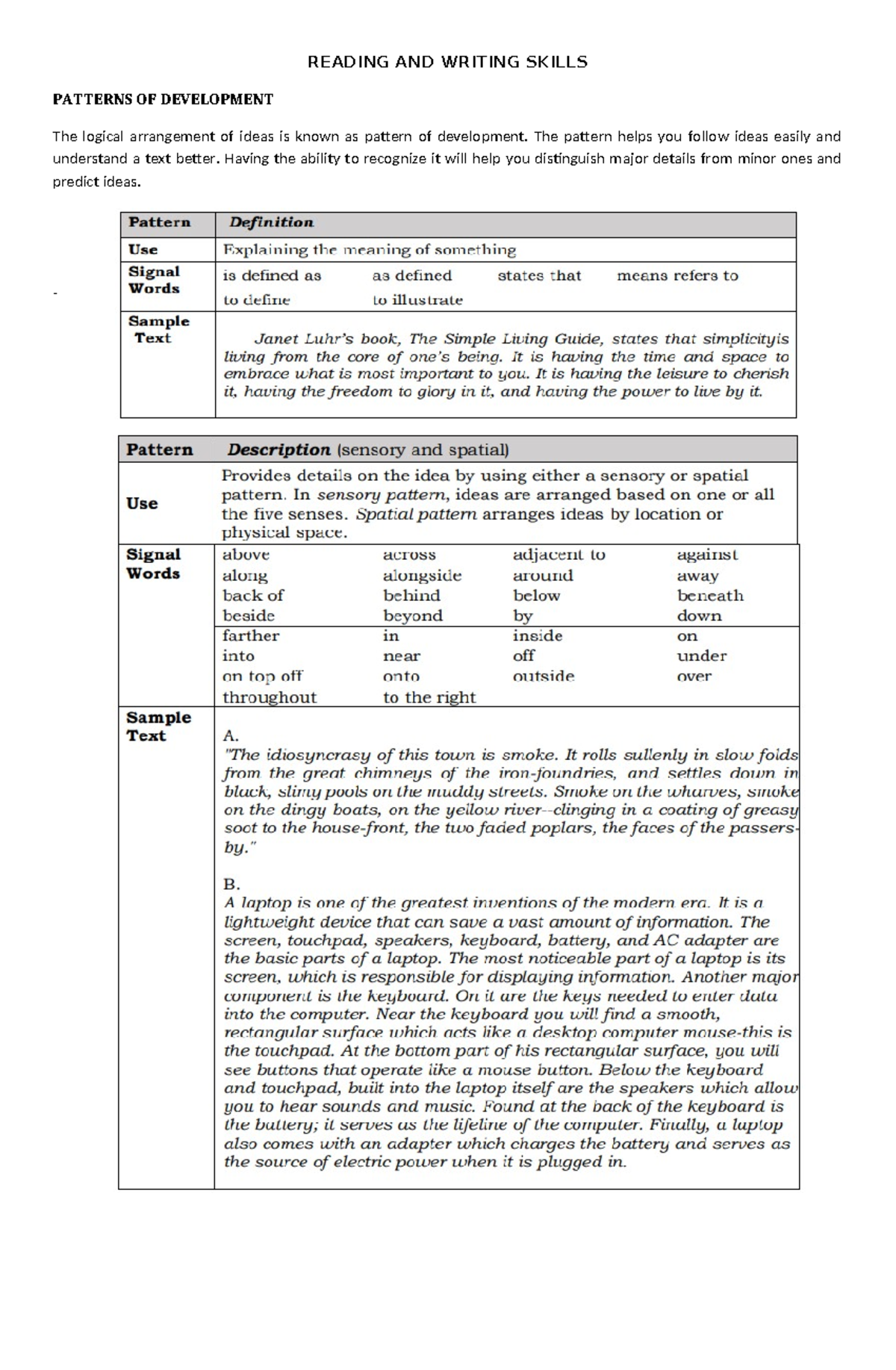 Reading AND Writing Skills - Reading and Writing Skills - READING AND ...