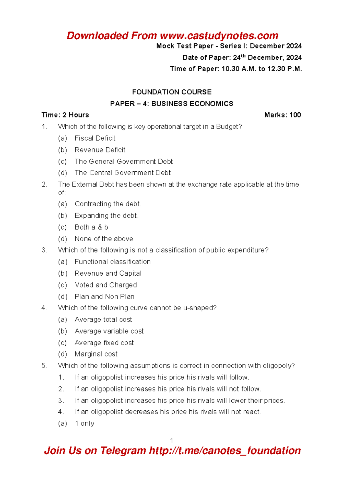 CA Foundation Economics Q MTP 1 Jan 2025 Exam castudynotes com 1 Mock