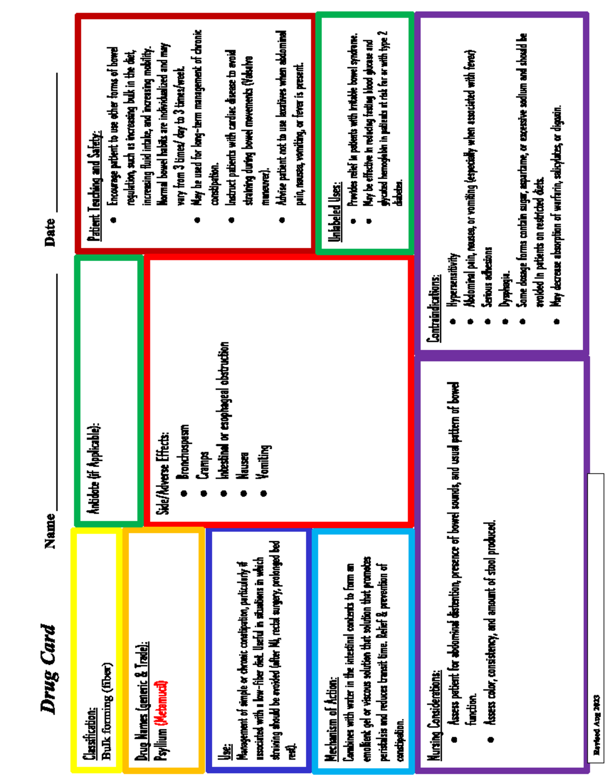 Bulk forming drug cards - Drug Card Name Date Classification: Antidote ...