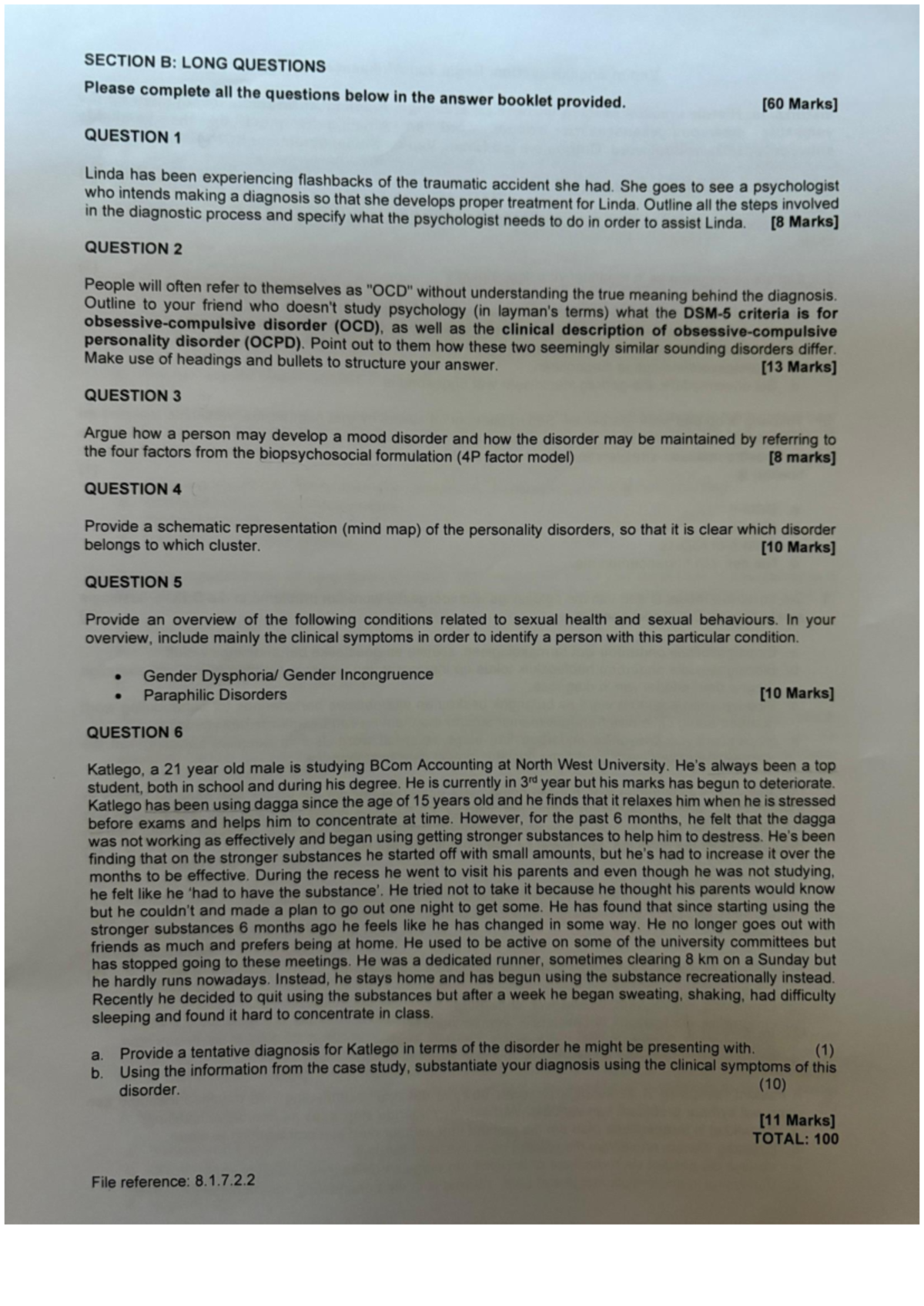 PSYC311: Semester Test on Psychological Disorders and Diagnosis - Studocu